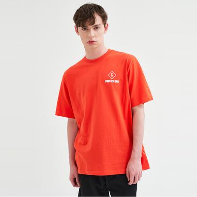 CODE I'M Lab Logo Print Oversized Short Sleeve T-Shirt Orange