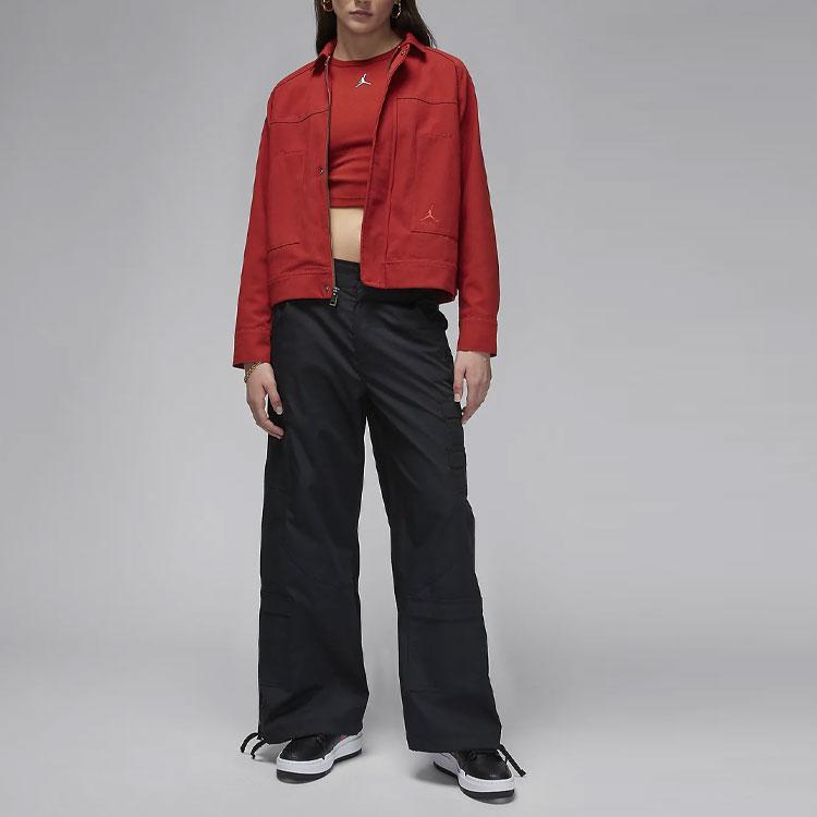 Jordan Jednolity kolor Logo Casual Jacket Kobiety topy Dune-Red FN5351-615