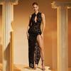 New Sexy Lace Hollow High-slit Slim Sleeveless Dress