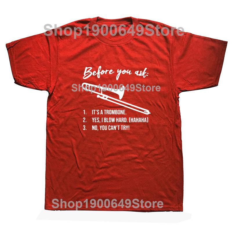 Summer I Play The Trombone Music Lover Trombone Heartbeat TShirt Men New Short Sleeve T Shirt Cotton Men Funny