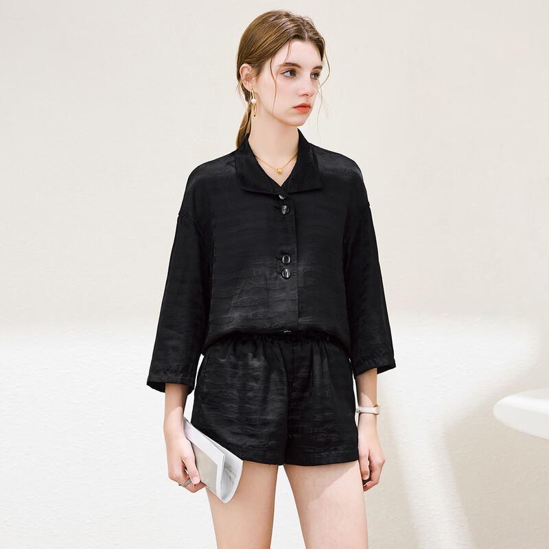 Women s Silk Blend Jacquard Drop-Shoulder Blouse M