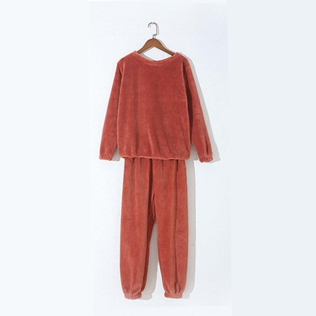 Autumn and Winter Coral Fleece Pajamas for Women, Thick and Warm Flannel Long Home Wear, Fashionable Plus Size Cardigan Set