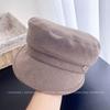 Fashion metal label solid color flat top cap children's autumn elegant versatile navy hat soft brim temperament newsboy hat