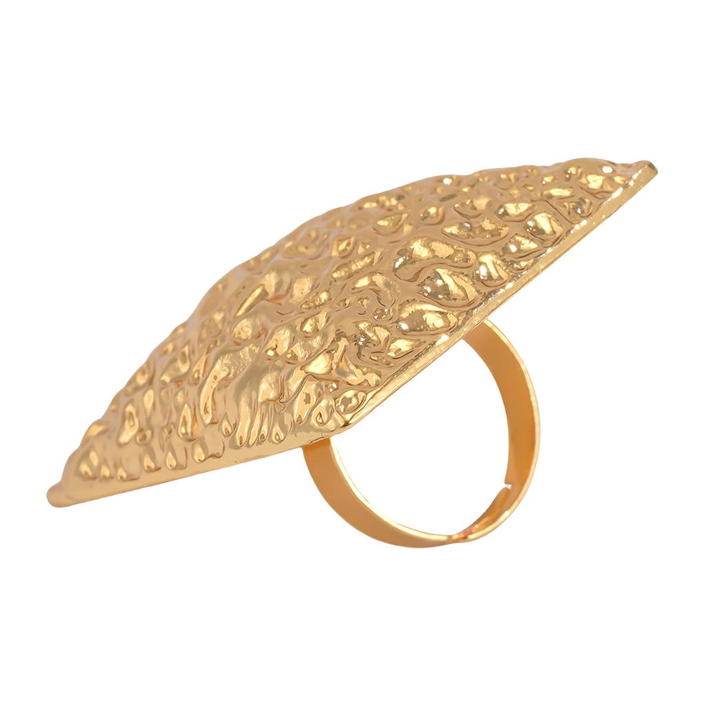 Adjustable Open Ring Handcrafted Hammered Texture Unique Irregular Finger Ring Metal Alloy Statement Jewelry For Women