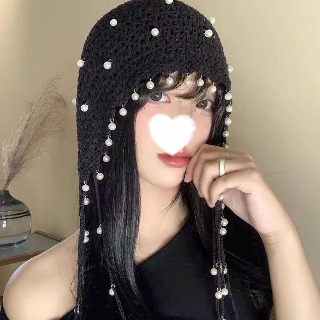 Damen Retro Handgefertigt Japanische Strick Slouchy Mütze