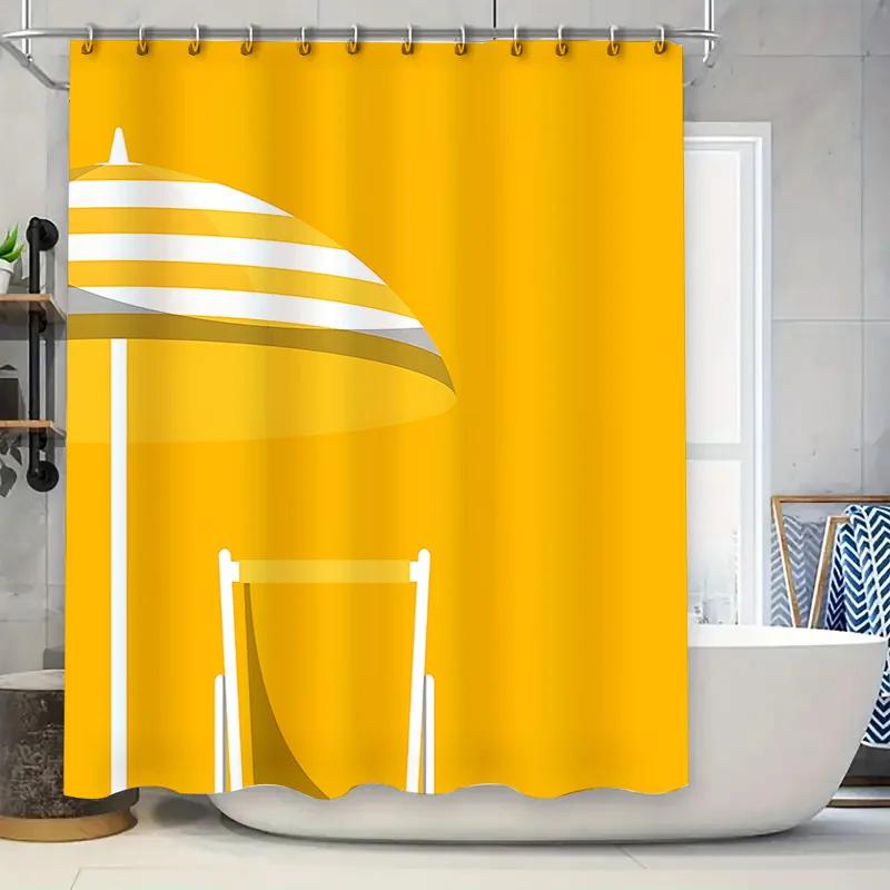 

Stylish Yellow Shower Curtain With Minimalist Design - Perfect For Modern Bathrooms Waterproof Durable Non Transparent W60H190(CM)-1 Pcs