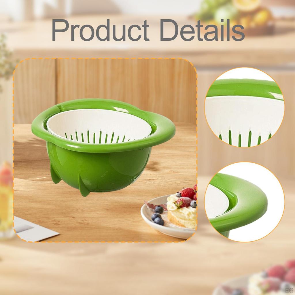Kitchen Colander Strainer Set Drain Basin Basket Shaped Decor Double Layered Fruit Bowl Organizer