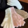 1 Paio Guanti Lunghi in Lana di Vison Dolce da Donna Invernali Ispessiti Lavorati a Maglia Caldi Corti Peluche Soffice Manopole Protettive per Braccia Antifreddo Guanti da Esterno