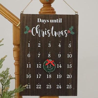 Wooden Christmas Countdown Calendar Seasonal Decor 25 Days Advent Christmas Calendar Sign For Friends Neighbors Classroom Living