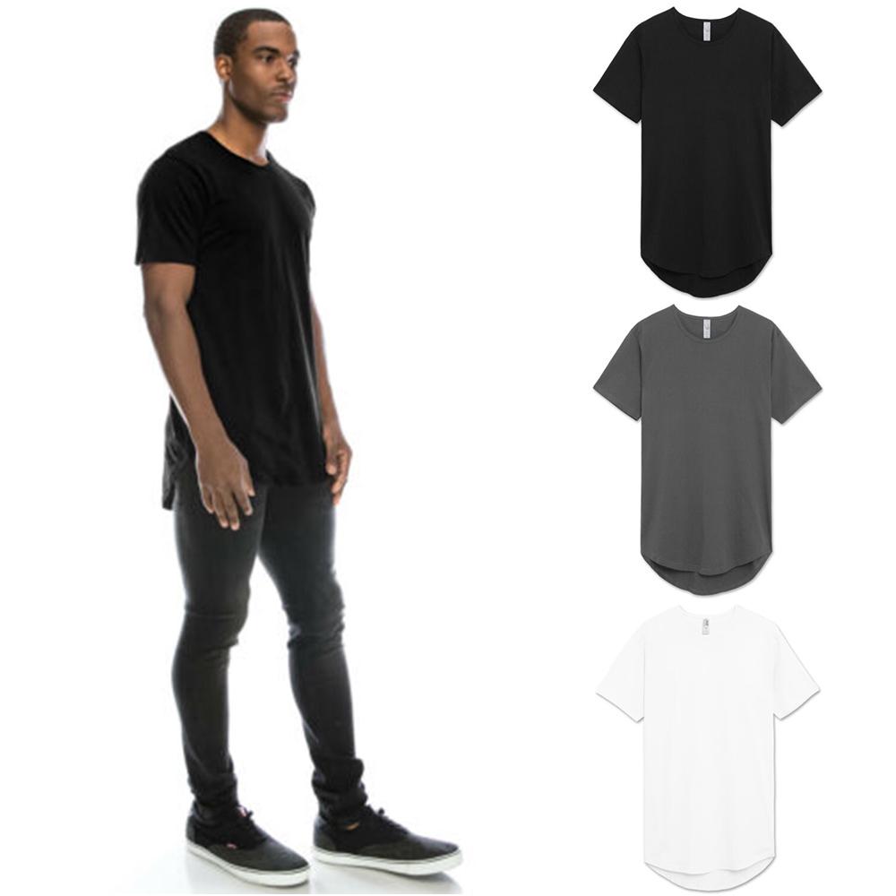 Buy Mens Basic Hipster TShirts Casual Extended Longline Back Hip Hop Hemline Tee at affordable
