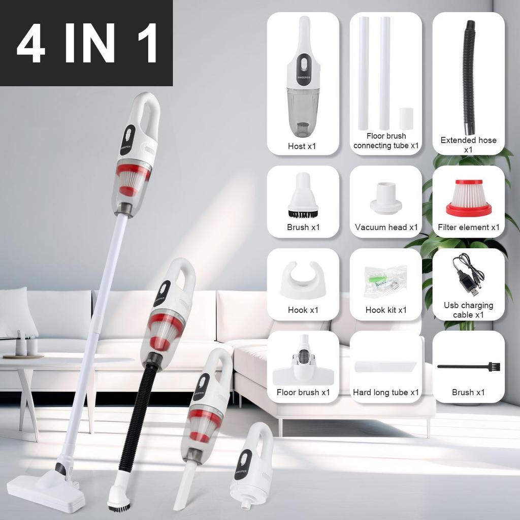 Aspirator portabil fără fir 4-în-1: 7.2V Aspirație Puternică, Multifuncțional pentru Casă și Mașină
