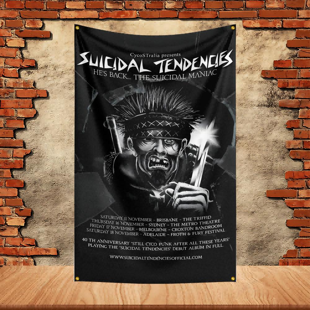 Suicidal Tendency Band Party Flag Polyester Printed Flag Banner Tapestry for Garden Garage Decoration Concert Flag