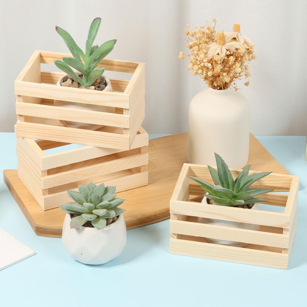 10Pcs Wooden Crates Nesting Decor Wood Box Farmhouse Storage Basket Container for Display and Organization Home Centerpieces