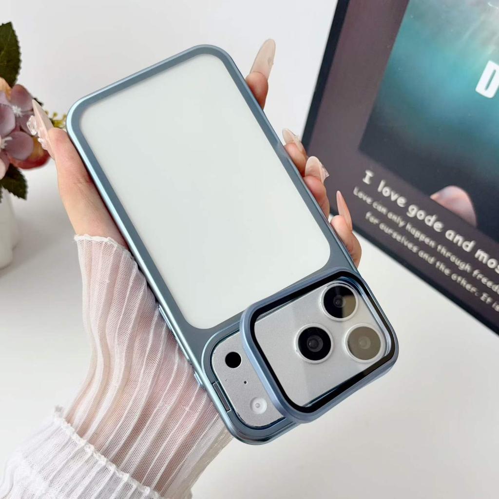 Electroplating Lens Invisible Bracket Apple 18ProMax Mobile Phone Case iPhone17 Transparent Niche Anti-drop Protective Case