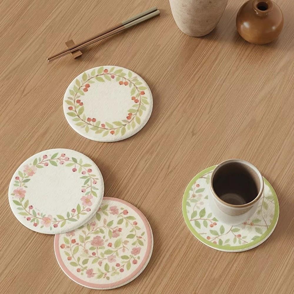 Round Heat Insulation Pad Flower Table Mats Non-Slip Cup Mat  Kitchen