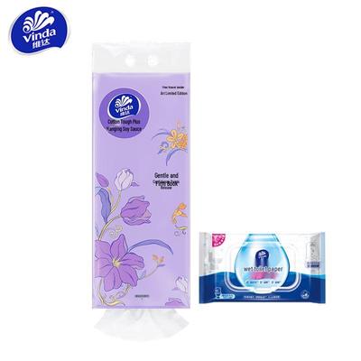 Cotton Soft 4-Ply Hanging Tissues (280 Sheets) with 40-Count Wet Wipes Bundle