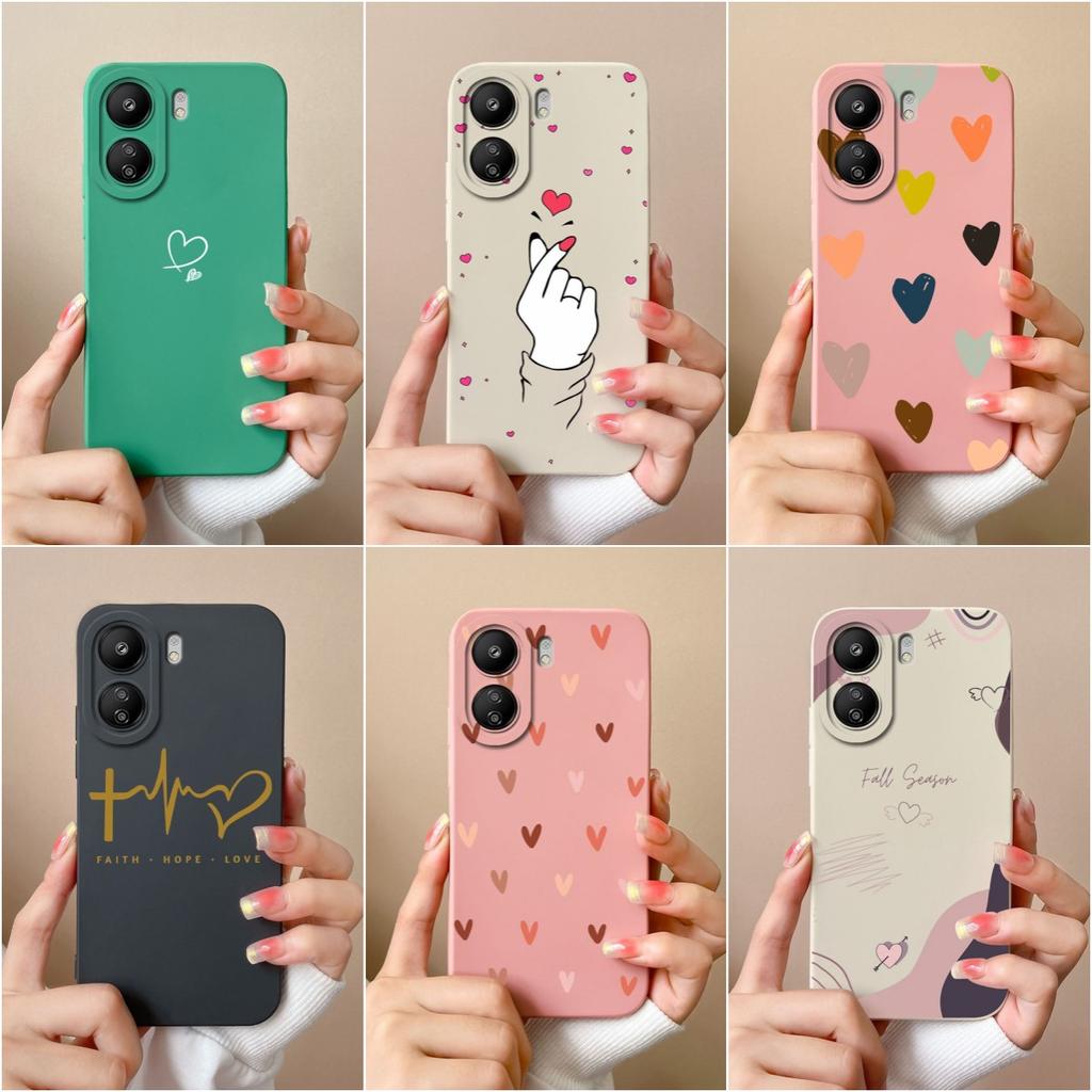 For Xiaomi Redmi Note 13 Pro+ K60 Ultra 13R K70 Pro K70E 13C Case Cover Fashion Protective Love Heart Matte Liquid Soft Silicone TPU For Redmi Bumpers