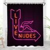 Live Nudes Shower Curtain Funny Neon Sign Blue Pink with Sexy Girl Purple for Adult Bath Decor Polyester Fabric Bathroom Curtain