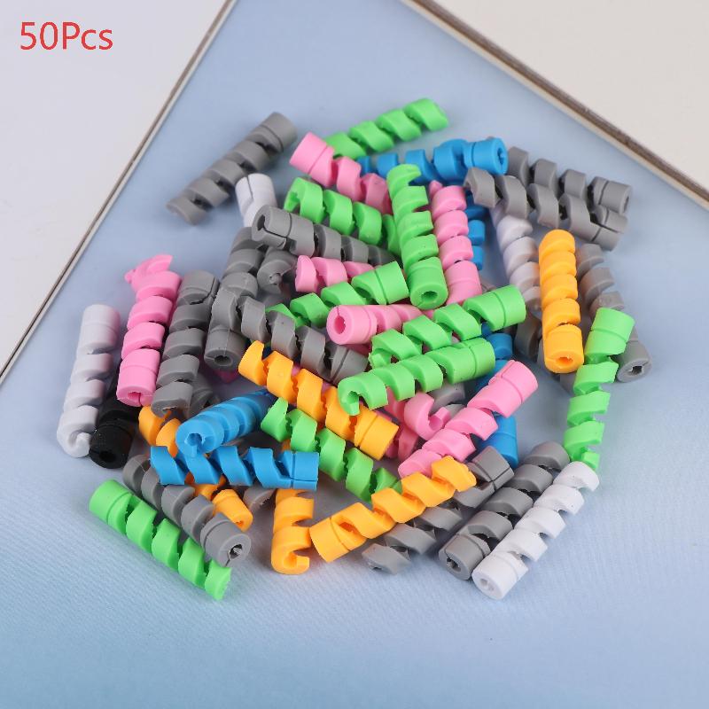 50Pcs Data Cable Wired Earphone Silicone Protective Case Mobile Phone Charging Cable Earphone Cable Spiral Protector