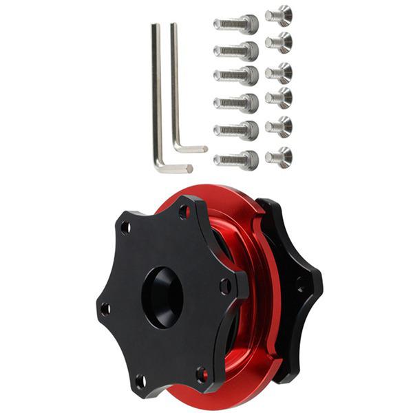 1 Set Red & Black Metal Steering Wheel Quick Release Hub Adapter