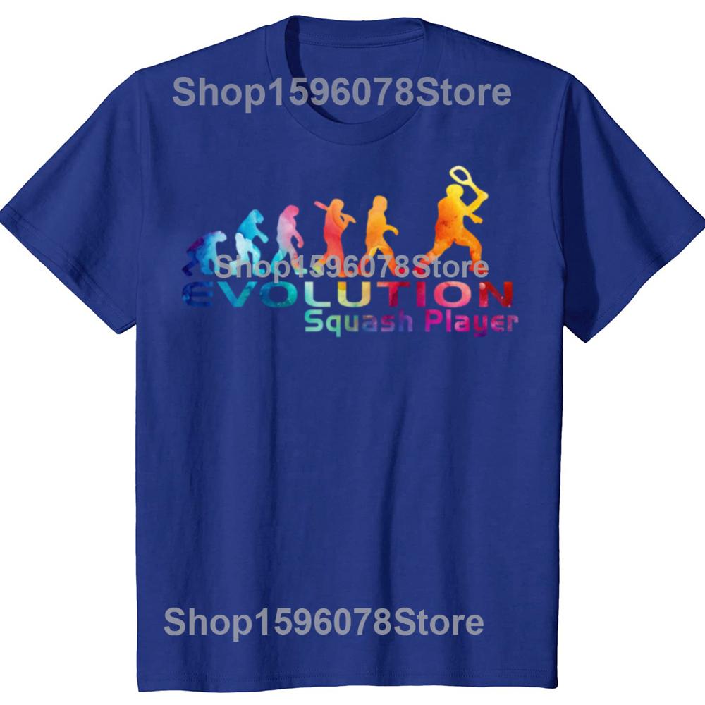 Funny Evolution Of Squash Player T Shirts Men Women Pure Cotton Humor Streetwear Tee Shirt Short Sleeve Unisex Loose Clothing