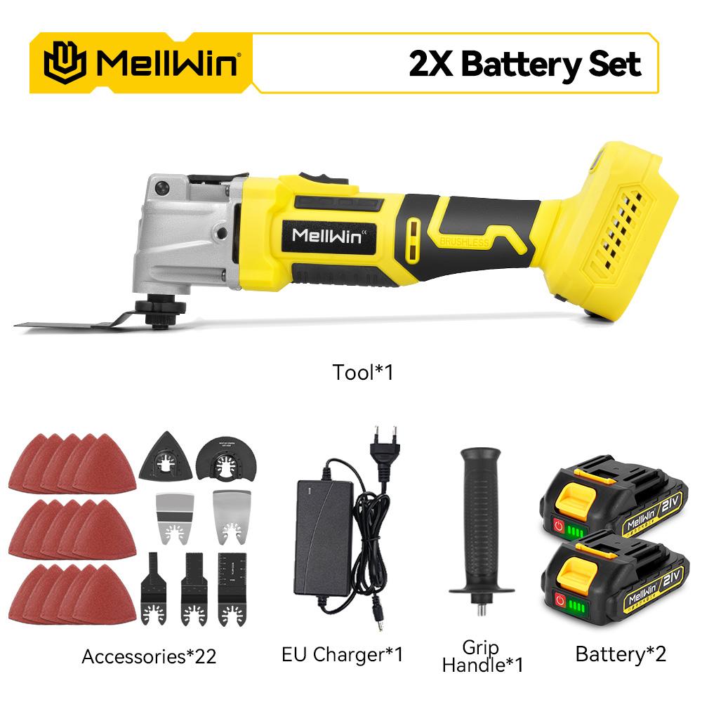 MELLWIN Børsteløs oscillerende multifunksjonsverktøy Renovator Elektrisk sag Trimmer Klippe trebearbeidingsmaskin For 21V 18V Batteri