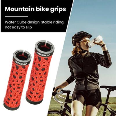 1 Pair Bicycle Handle Bar Grips with Plugs Ergonomic Design Non-Slip Shock-absorbing Single-sided Locking Handlebar Cover Cycling Accessories