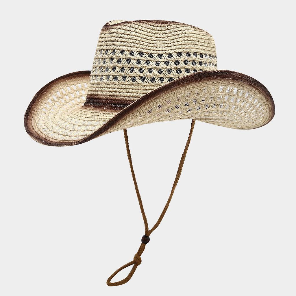 Hot Hollow Out Western Cowboy Summer Outdoor Sun Breathable Straw European and American Top Hat