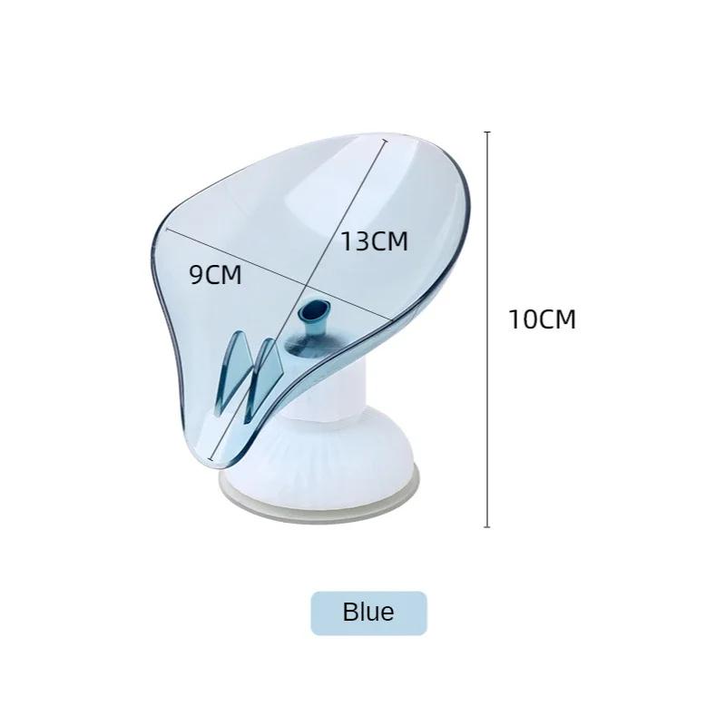 Rotatable Suction Cup Draining Soap Box Bathroom Soap Dish Draining Rack Leaf Shape Punch-free Soap Holder Kitchen Accessories