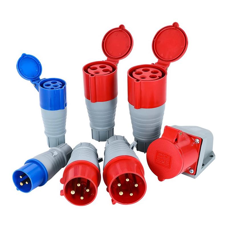 Waterproof 3-Pin 5-Hole Industrial Socket Connector (16A/32A) - Male-Female Mating, Non-Explosion-Proof.