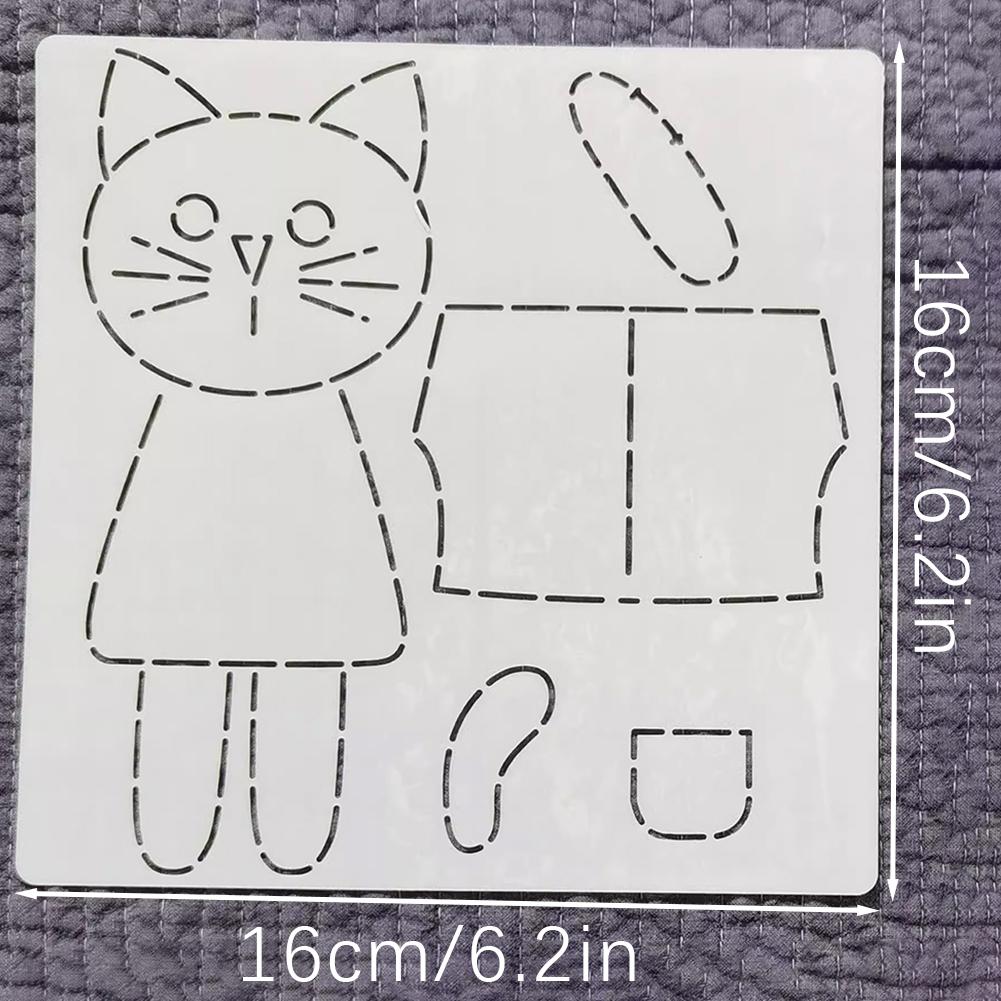 Cute Animals Patchwork PET Template DIY Handmade Keychain Stencils For Hangings Cat Couple Doll Quilting Patterns Making Crafts