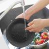 4 Pcs Black Melamine Plate Round Dish for Outdoor Dinning Flat Bottom Flatware Cutlery Set Dinner
