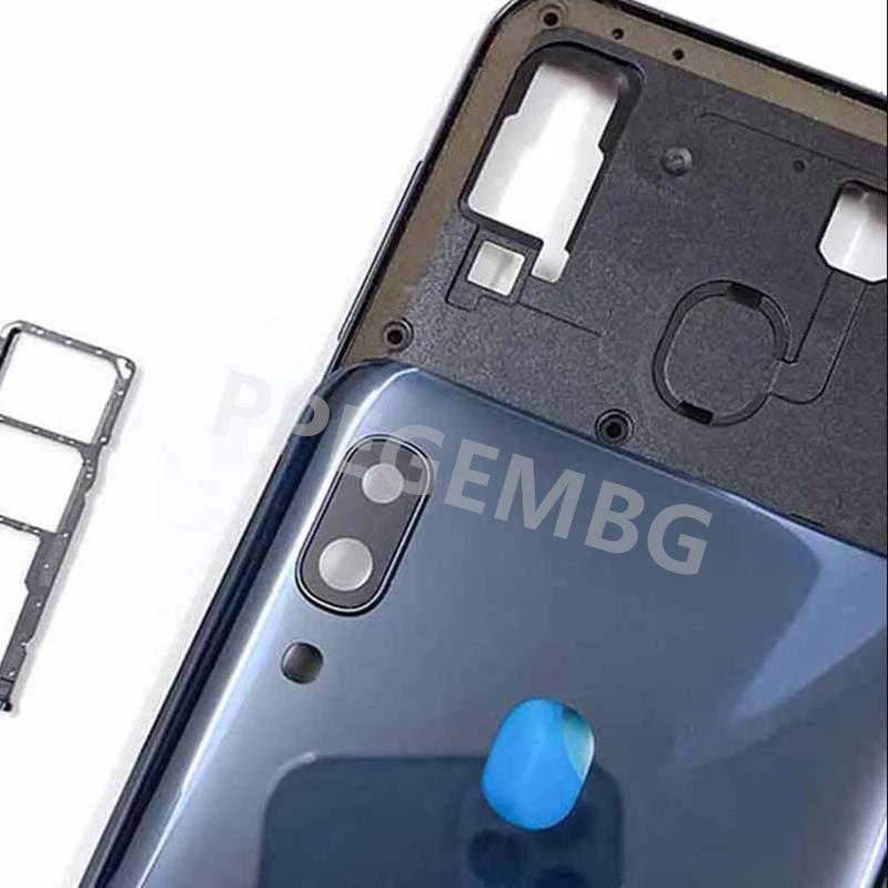 For Samsung Galaxy A30 A305 Housing Middle Frame Chassis Battery Cover Shell Lid Case Rear Back Panel Camera Glass Sim Slot