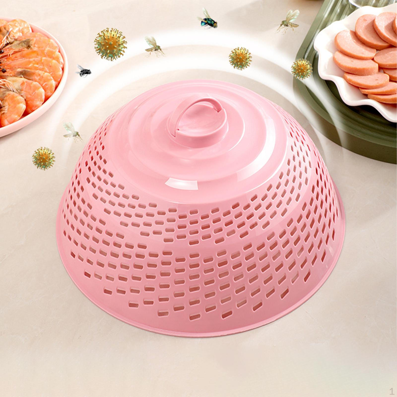 

Крышка для еды Сетка для торта Подвижная ручка Многофункциональная экономящая место Тарелки Миски Блюда Сетка розовый