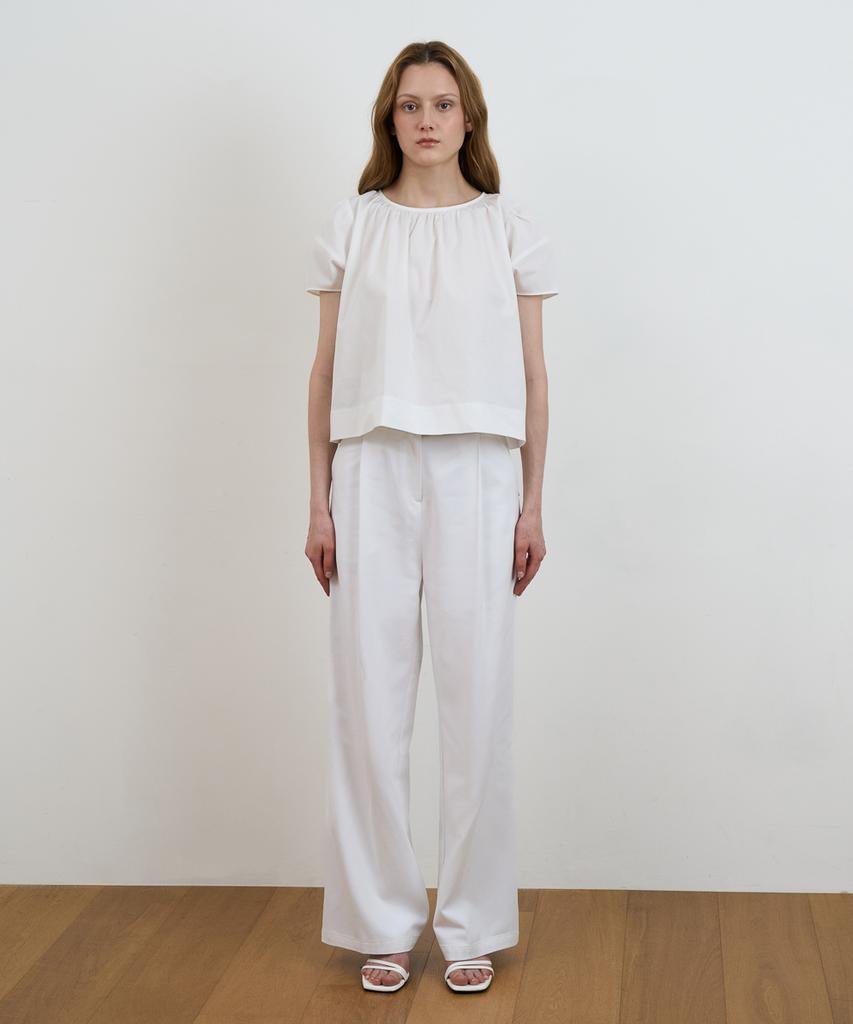 DEHEVE Volume Shirring Blouse [Ivory]