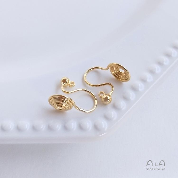 Złoto 14K/18K Klipsy do uszu typu mosquito coil bez przekłuwania - Ręcznie robione kolczyki DIY bez bólu