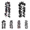 Halloween Garland, Artificial Rose Vine, Handmade Black Leaves, Reusable Odorless Halloween Hanging Rose Flower Garland For Wedding Party Table Center