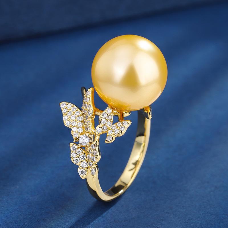 

Ювелирные изделия Медное основание Позолоченные Инкрустированные золотыми бусинами Бабочка Ручной работы Бриллиантовая закрепка 14 мм 12 мм