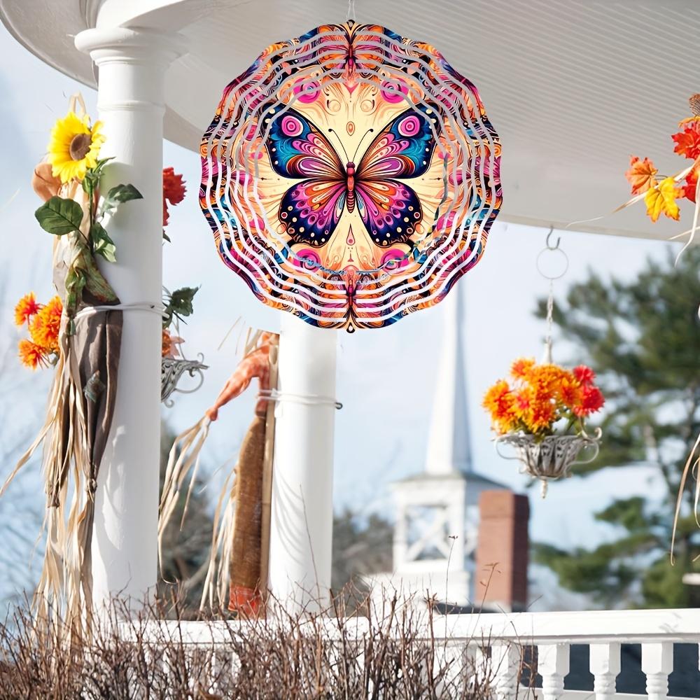 Edelstahl Schmetterling Windspiel 25cm Bunte Flatternde Gartendekoration für Innen Außen Hof Terrasse Hängekunst