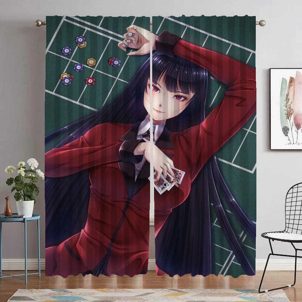 Jabami Yumeko Anti-mosquito Curtains for Living Room Partition Home Interior Curtains 2 Pieces Tulle for Bedroom Window Curtain