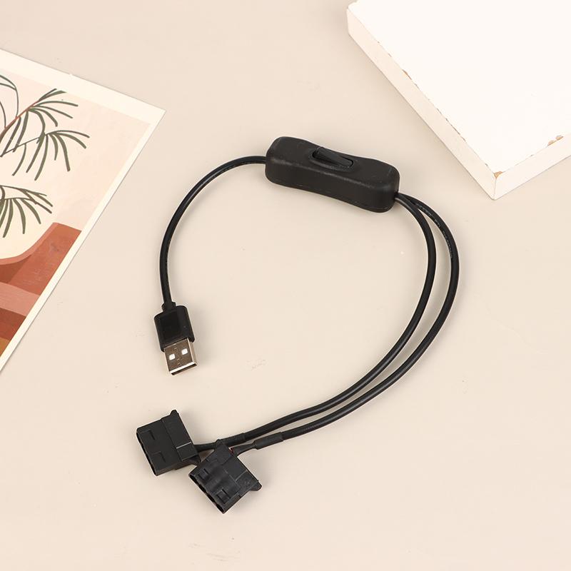 1Pc 1 To 2 4 Pin Usb Cable 12V To 5V Computer Case Fan Power Supply Fan Power Switch Adapter Cable With On Off Switch