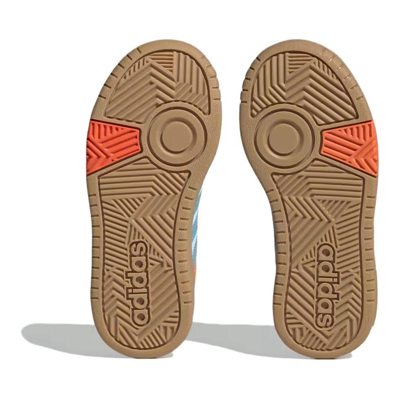 Adidas Hoops Lightweight Comfortable Non-Slip Durable Kids Casual Shoes Kids Sneakers White Blue Gold HP9047