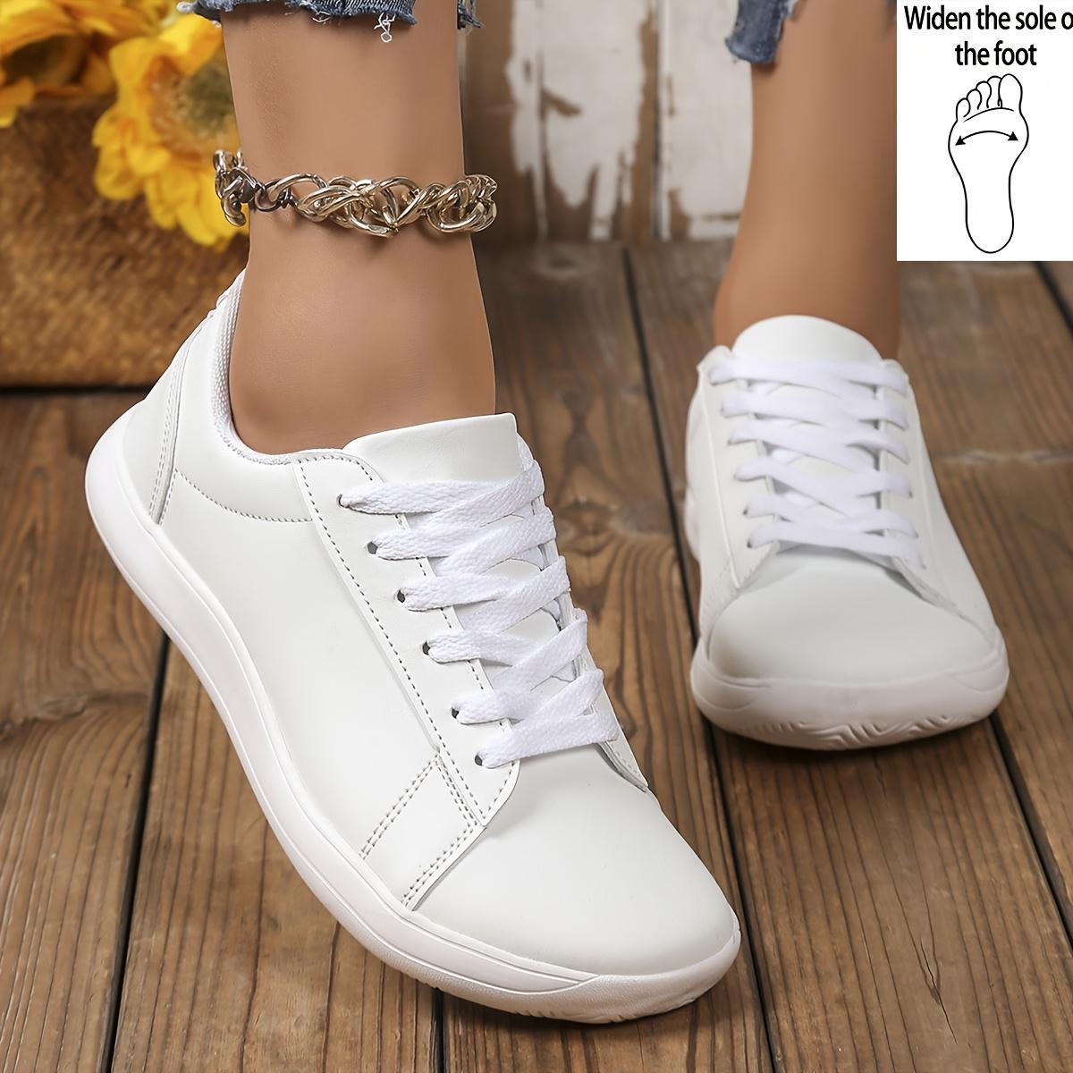

Women s Wide-Fit Sneakers - White Faux Cover Low-Top Lace-Up Shoes with Comfortable EVA Sole, Breathable Fabric Lining for All-Day Support 45 чорний