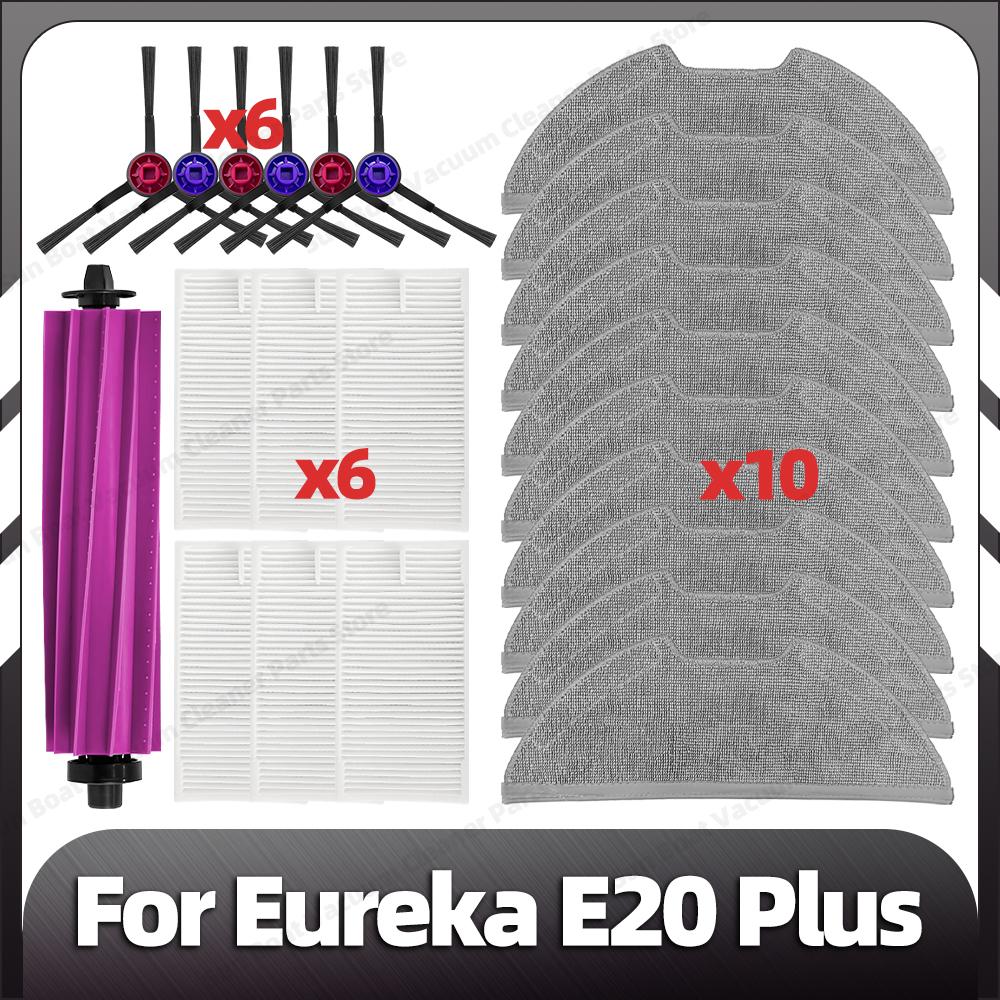 Compatible for Eureka E20 Plus Replacement Main Side Brush HEPA Filter Mop Pad Spare Parts Accessories