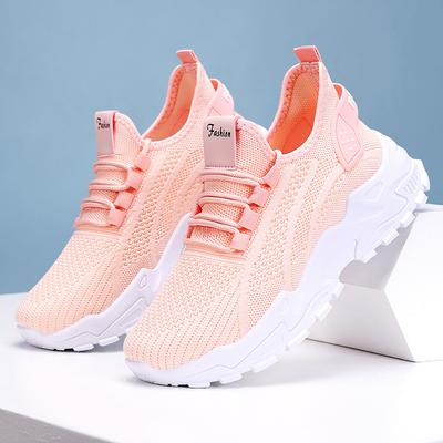 Chaussures Mode Grande Taille 36-43 pour Femmes Été Mode Maille Confortable Respirant à Lacets Baskets Décontractées Chaussures à Plateforme pour Femmes