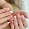 30Pcs Fake Nails 3D Starfish French Manicure Pearl Light Yellow Gradient Press-On Nails—Perfect as a Gift for Girls and Friends