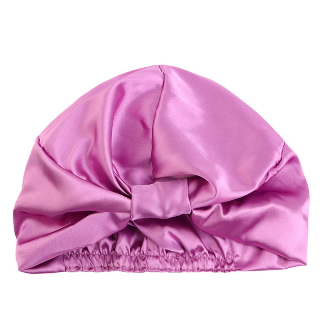 Women's Double-Layered Reusable Silk Satin Sleep Headwrap for Nighttime Beauty Routine – Elastic Band & Knot Closure Shower Bathing Cap