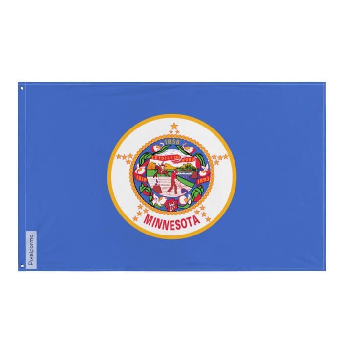 Drapeau du Minnesota – 90 x 150 cm – Polyester Résistant – 2 Œillets en Métal – Usage Intérieur / Extérieur – Pixelforma