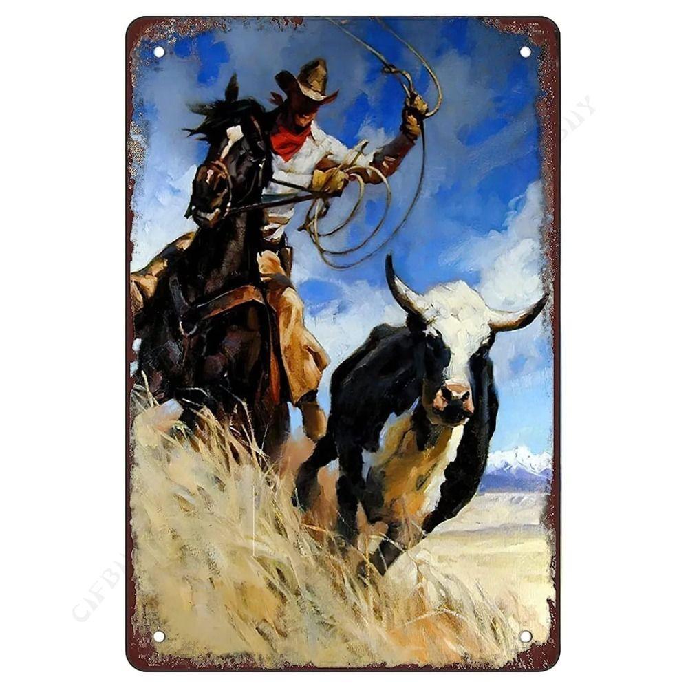 Wild West Cowboy Retro Metalen Blikbord Wanddecoratie 20x30cm