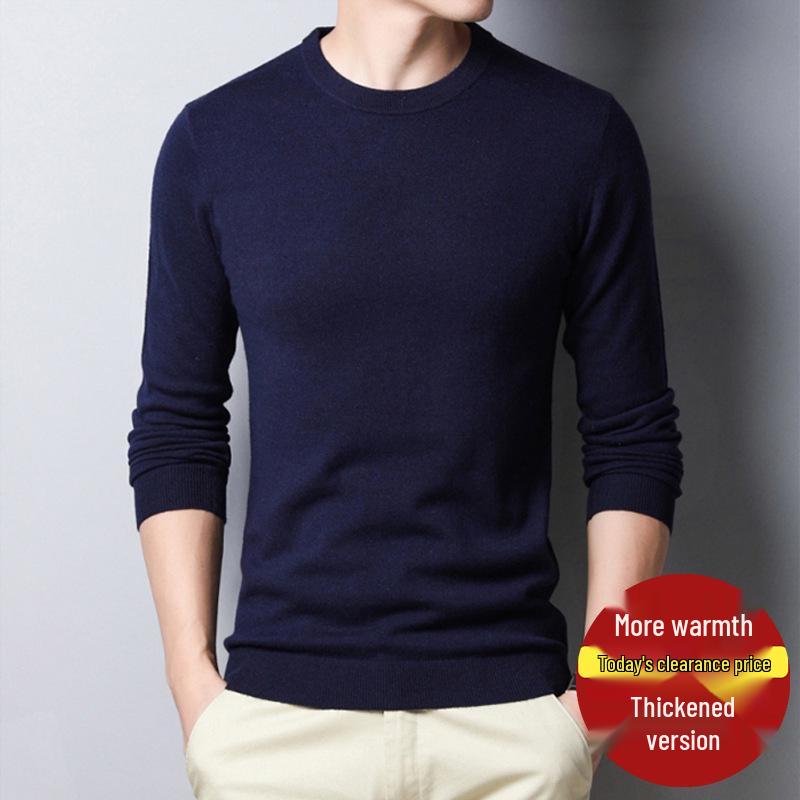 Men's Autumn Winter Round Neck Semi-High Neck Sweater - Middle-Aged & Young Knitted Base Layer Shirt